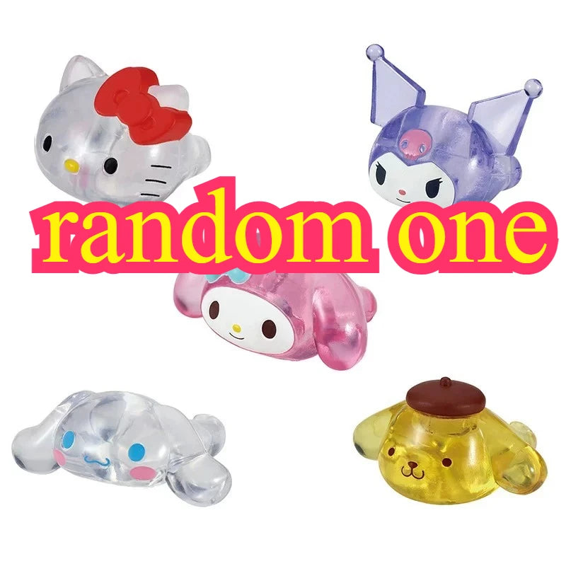 Genuine Sanrio Hello Kitty My Melody Kuromi Cinnamoroll Anime Figures Cartoon Ring Model Toy Collection Decoration Gifts