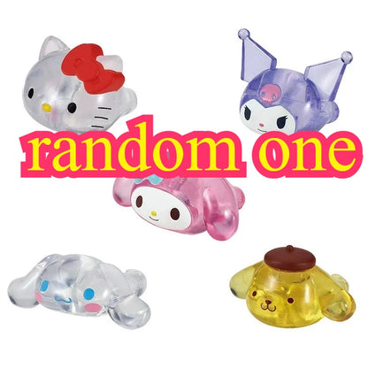 Genuine Sanrio Hello Kitty My Melody Kuromi Cinnamoroll Anime Figures Cartoon Ring Model Toy Collection Decoration Gifts