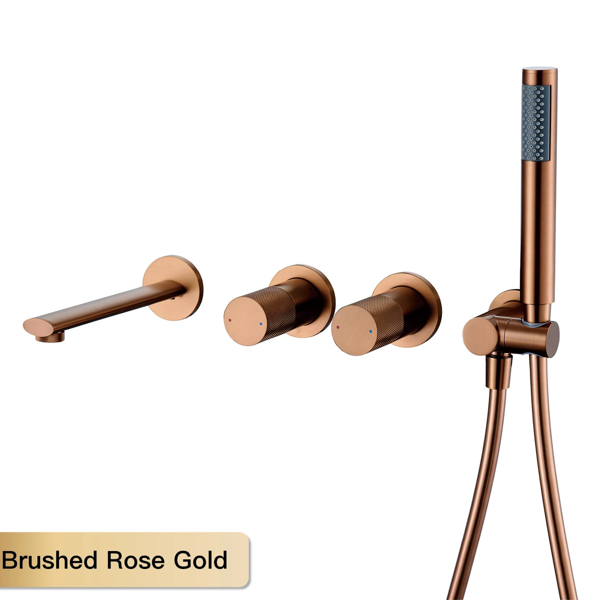 AITANA Luxury Rose Gold Brass Wall Mounted Bathtub Faucet Two Handle Hot Cold Water Embedded 2 Functions Bathroom Mixer Tap