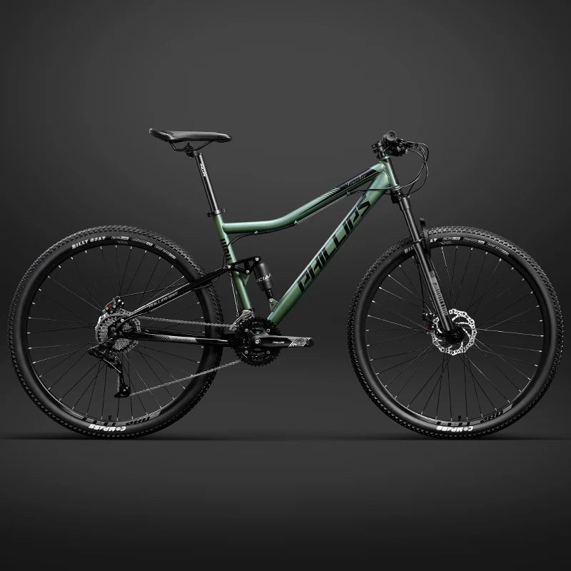 Soft Tail Mountain Bike, Dual Shock Absorbing Cross-Country Mountain Bicycle,Downhill Bicycle Double Disc Brake, 24/27/30 Speed,