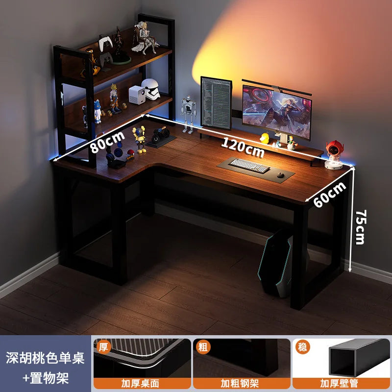 Modern Corner Computer Desk L-shaped Desktop Home E-sports Table Game Desk Bookshelf Bedroom Study Table Office Desk Chair