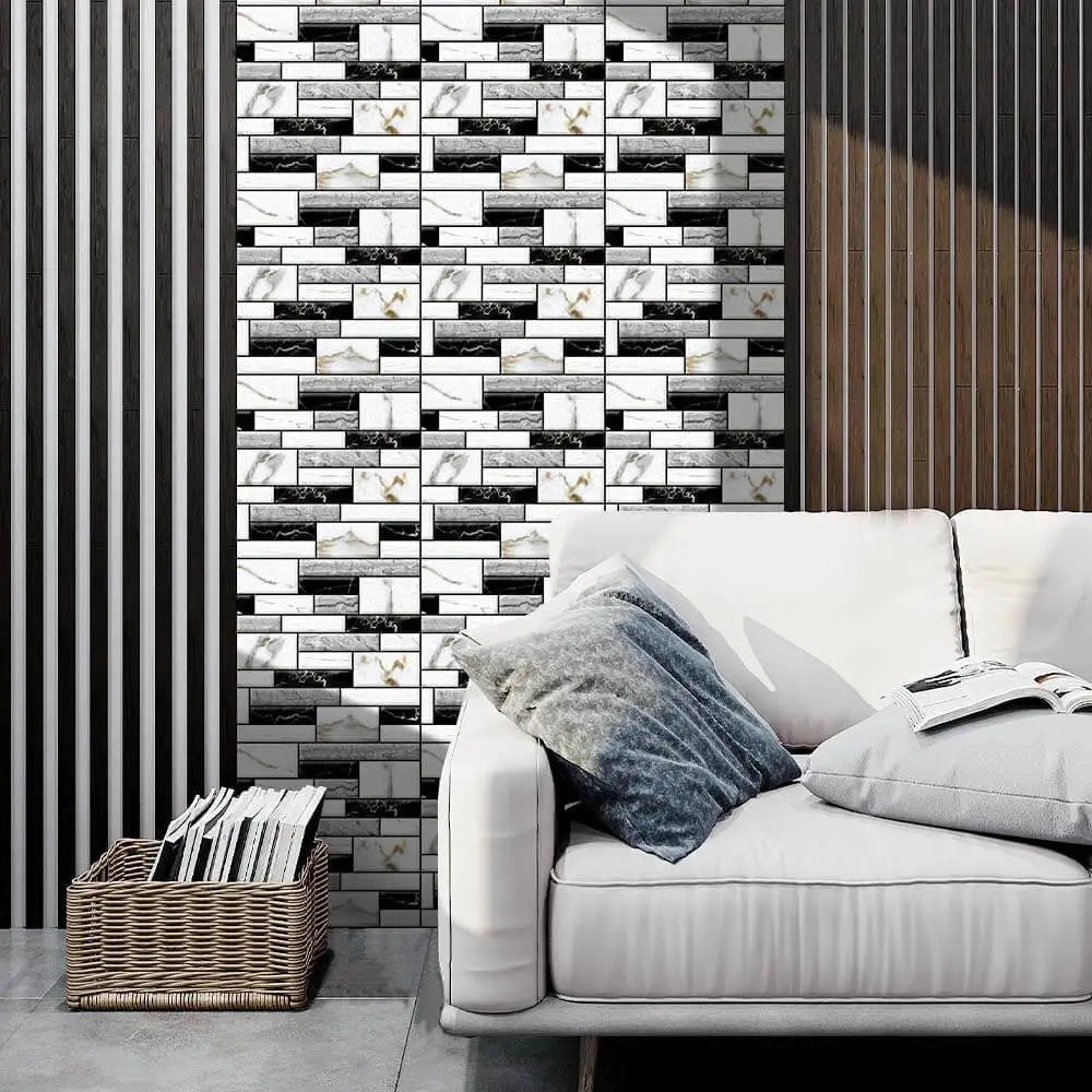 3D Wall Sticker Self-adhesive Faux Stone Wall Panel Peel and Stick Tile Backsplash for Kitchen Bathroom Waterproof Tile Sticker