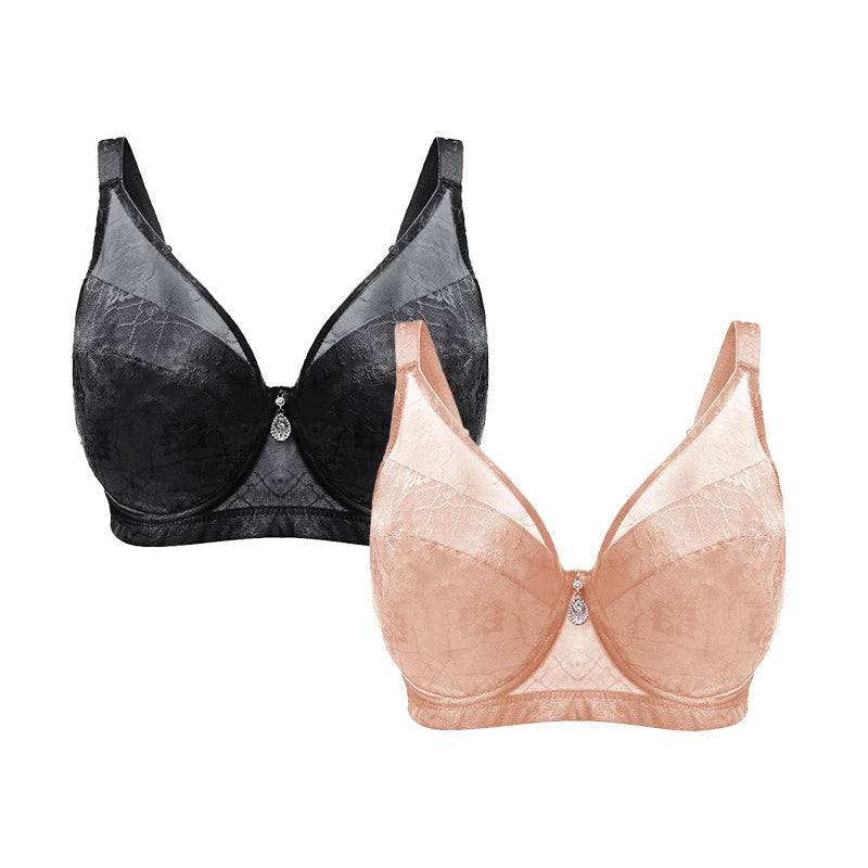 FallSweet 1/2PCS Plus Size Minimizer Bra 38-48 E F Cup for Women Underwire Push Up Bra Anti-sagging Brassiere Full Coverage