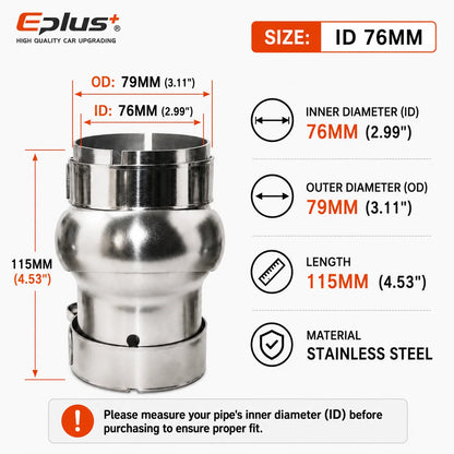 EPLUS Car Exhaust Pipe Stainless Steel Universal Connector Adjustable Swivel Joint Pipe Clamp-On Design No Welding Needed
