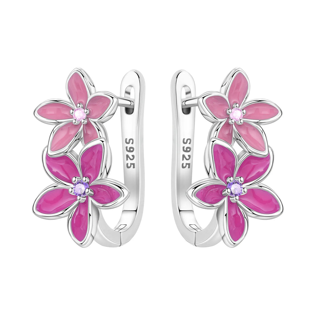 Orstarry Original 925 Sterling Silver Blue Iris Flower Earrings Women Hoop Earring Anniversary Jewelry Trendy Gifts
