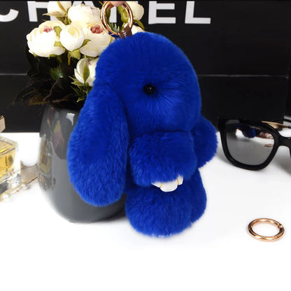 Fashion  Pendant Bag Car Charm Tag Cute Mini Rabbit Toy Doll Real Fur Monster Keychains 100% Real Genuine Rex Rabbit Fur Keychai
