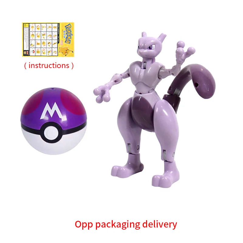 Pokemon Figure Dragonite Gengar Mew Snorlax Lapras Pokeball Elf Ball Deformation Toy Pikachu Monster Educational Doll Kids Gift