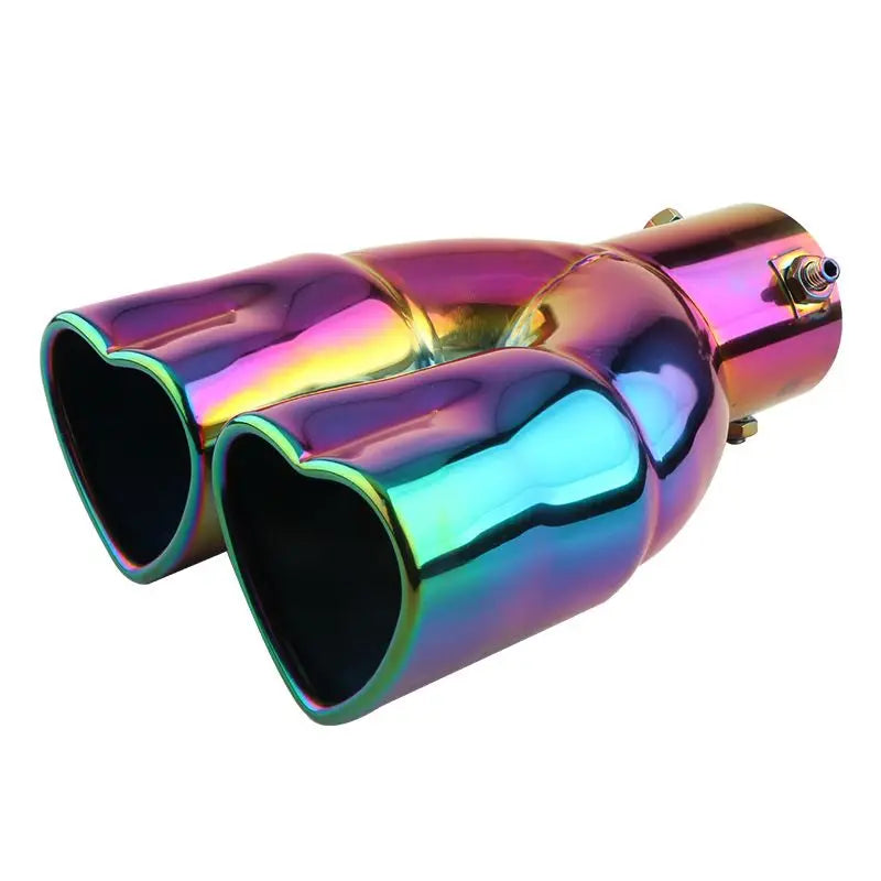 Car heart-shaped double row single row color car tail throat thickened stainless steel love bake blue exhaust pipe