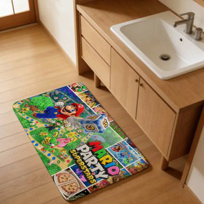 Game M-marioes Cartoon Bathroom Mat Anti-slip Absorb Water Long Strip Cushion Bedroon Mat Welcome Doormat