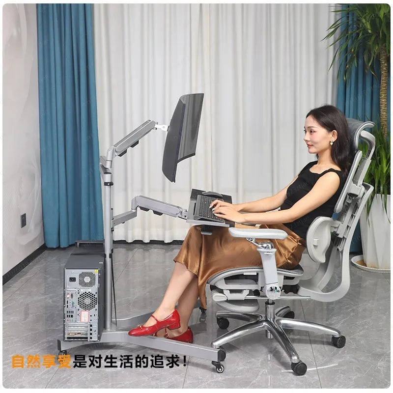 Multifunctional Lazy Bed Bedside Computer Desk Mobile Monitor Stand with Keyboard Bracket for Office Use