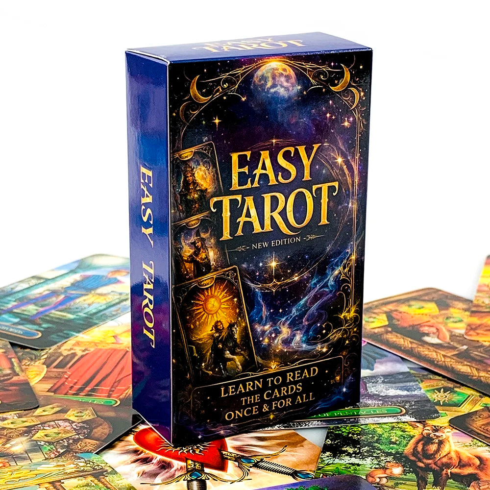 New Easy Tarot Deck New Edition Learn To Read Tarot Cosmic Starry Sky Cards Beginner Friendly Witch Divination Board Game Cards