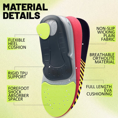 Plantar Fasciitis Relief Orthopedic Insole High Arch Support Flat Foot Men Women Work Orthotic Insert Sport Shoe Sneaker Sole