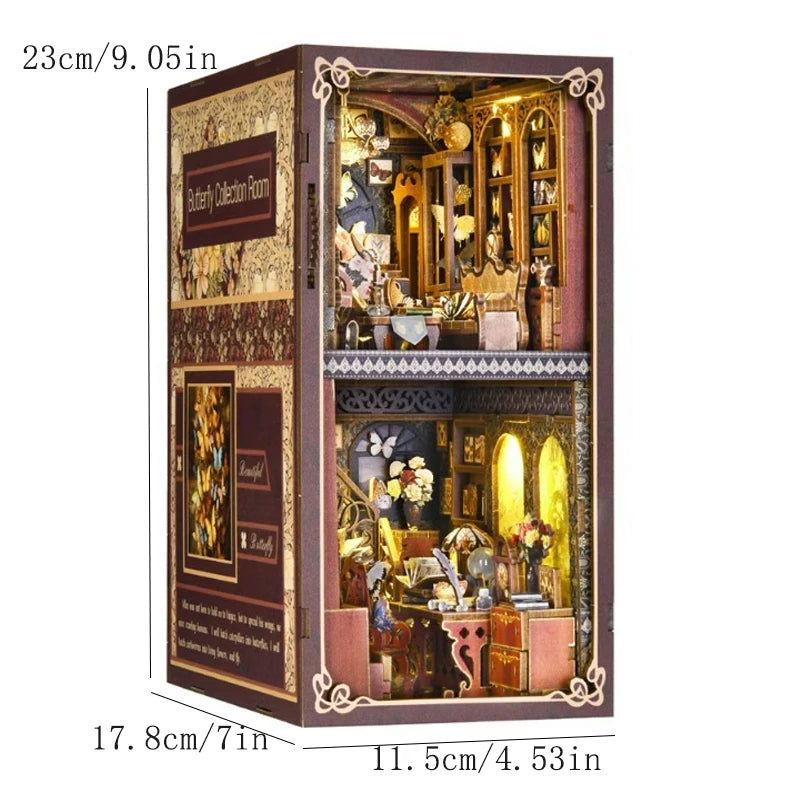 DIY Book Nook Kit Magic House Wooden 3D Puzzle Bookshelf Insert Decor Dollhouse Model Bookend Building Home Decoration Gifts