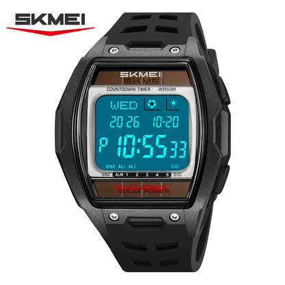 SKMEI 2750 Fashion Men Electronic Watch Solar Power Large Screen Luminous Calendar Multifunctional Outdoor Sport Watches for Man