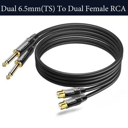 RCA To 6.35mm Cable 2 1/4inch TS To 2 RCA Male To Male Stereo Audio Adapter Cable for Microphone Mixer Sound Card Amplifier