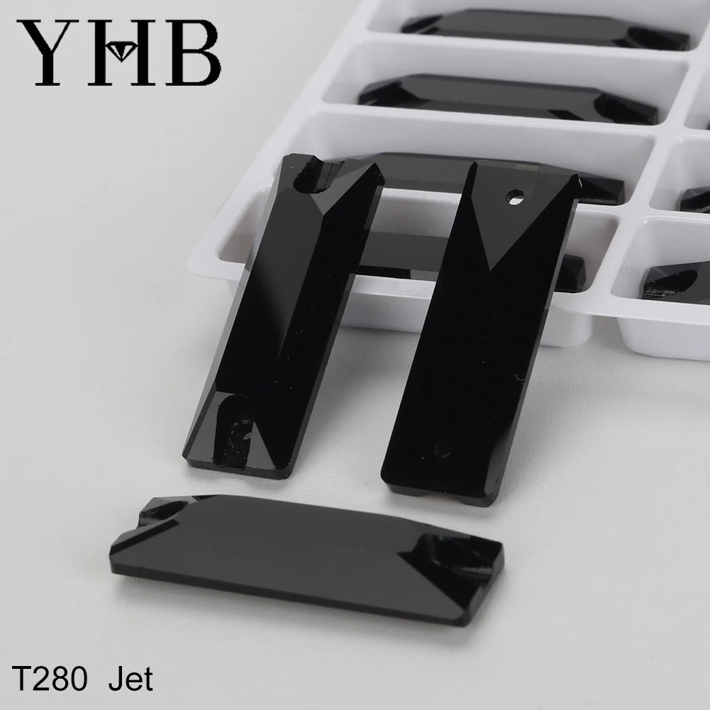 YHB Top Quality Cosmic Baguetee Glass Crystal AB Moonlight Sewing Stones Flatback Sew on Rhinestones For Garment Clothes Bags
