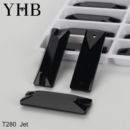 YHB Top Quality Cosmic Baguetee Glass Crystal AB Moonlight Sewing Stones Flatback Sew on Rhinestones For Garment Clothes Bags