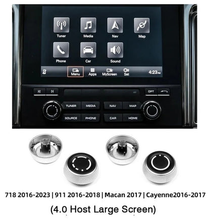 Car Audio Volume Radio Knob Cover CD Multi-Media Control Switch Button for Porsche Cayenne Panamera Macan 911 718 Boxster Cayman