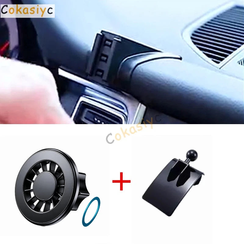 1Set ABS Material For Porsche Macan 2014-2021 Cayenne 2018-2022 Special Car Magnetic Phone Holder Fixed Bracket Stand Mobile