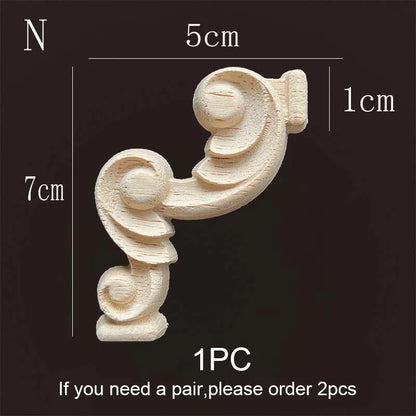 Natural Wood Corner Onlay Moldling European Style Home Decor Background Wall Applique Carved Figurine Living Room Decoration