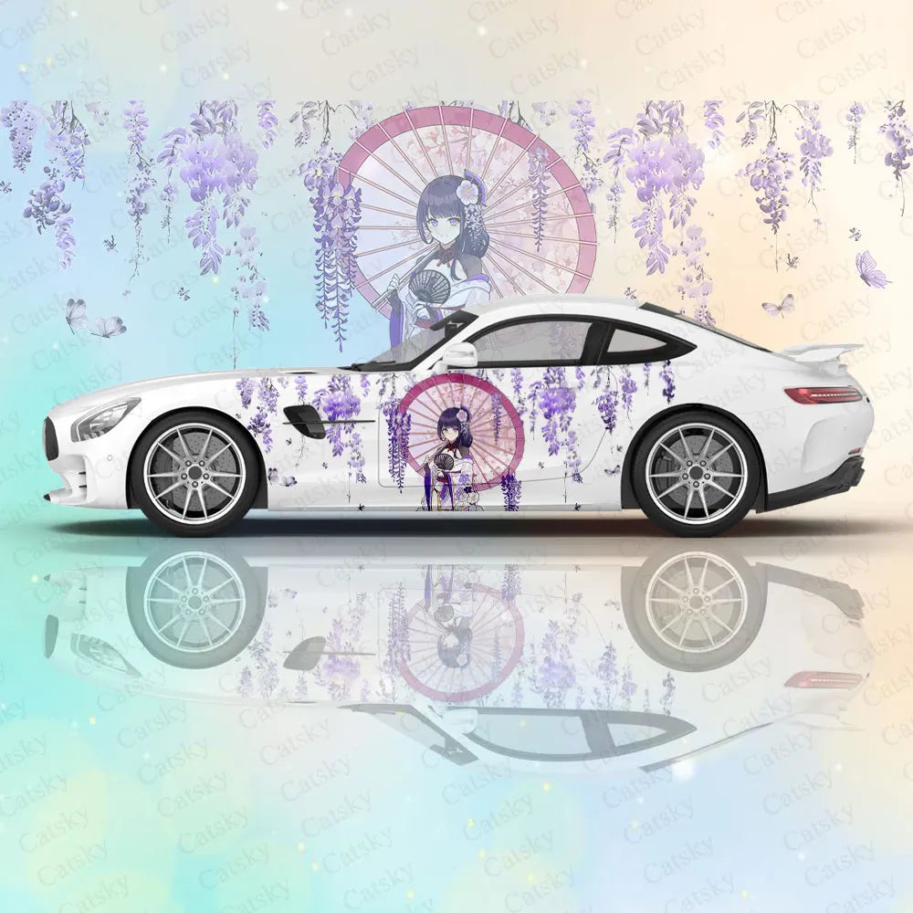 Genshin Impact Raiden Shogun Anime Car Body Stickers Anime Itasha Car Side Decal Sticker Car Body Sticker Car Body Decor Sticker