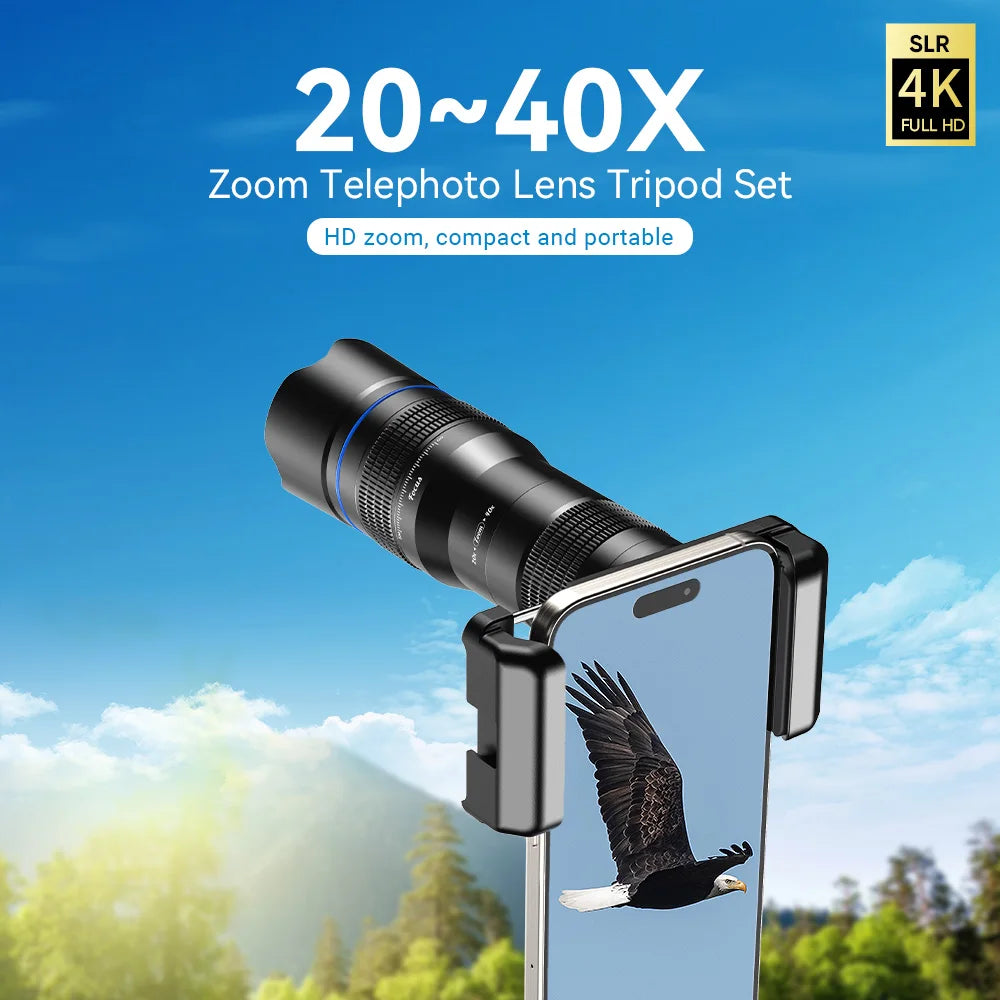 APEXEL New Upgraded Optional HD 20x-40x Zoom Telescope Telephoto Lens Camera Phone Lens for Samsung iPhone Xiaomi All Smartphone