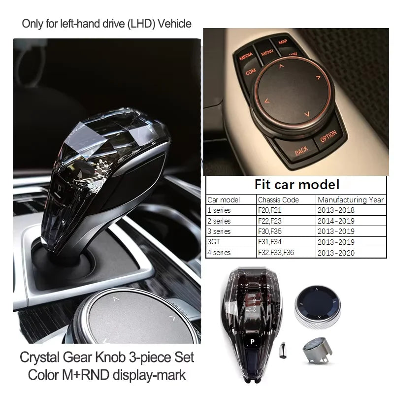 Crystal Gear Shift Lever Knob Set For BMW 5 Series G30 G32 G01 G08 7 Series G11 G12 F10 F20 F30 F32 F25 F26 X5 X6 F15 F16