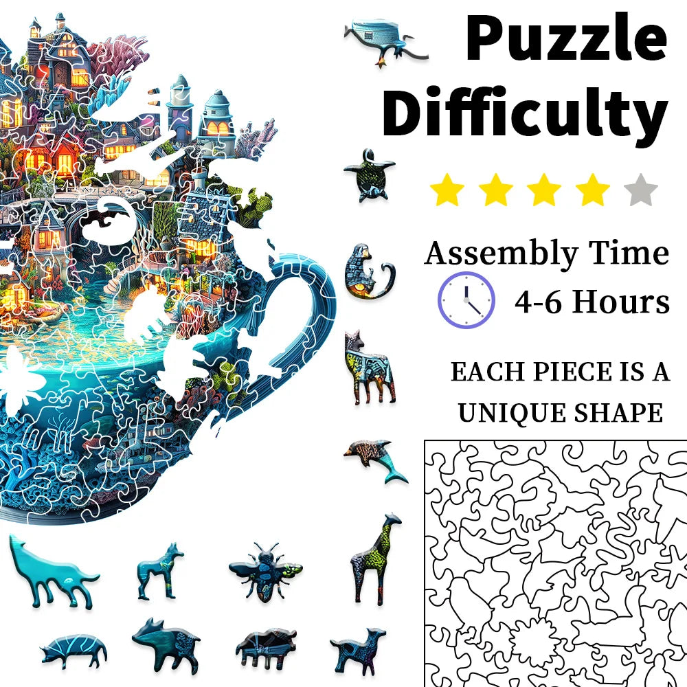 Wooden Fantasy Puzzle: Ideal Gift, Challenging Family Game & Home Decor Craft