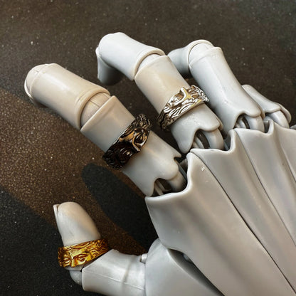 Retro Half Face Venus Adjustable Open Ring For Men Women Greek Myths Punk Gothic Edgy Brass Jewelry Unisex Accessories Art Gift