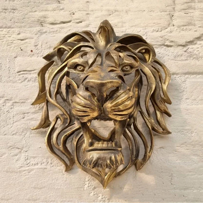 Rare Find Large Lion Head Wall Mounted Art Sculpture Gold Resin Lion Head Art Wall Luxury Decor Kitchen Wall Bedroom dropshippin