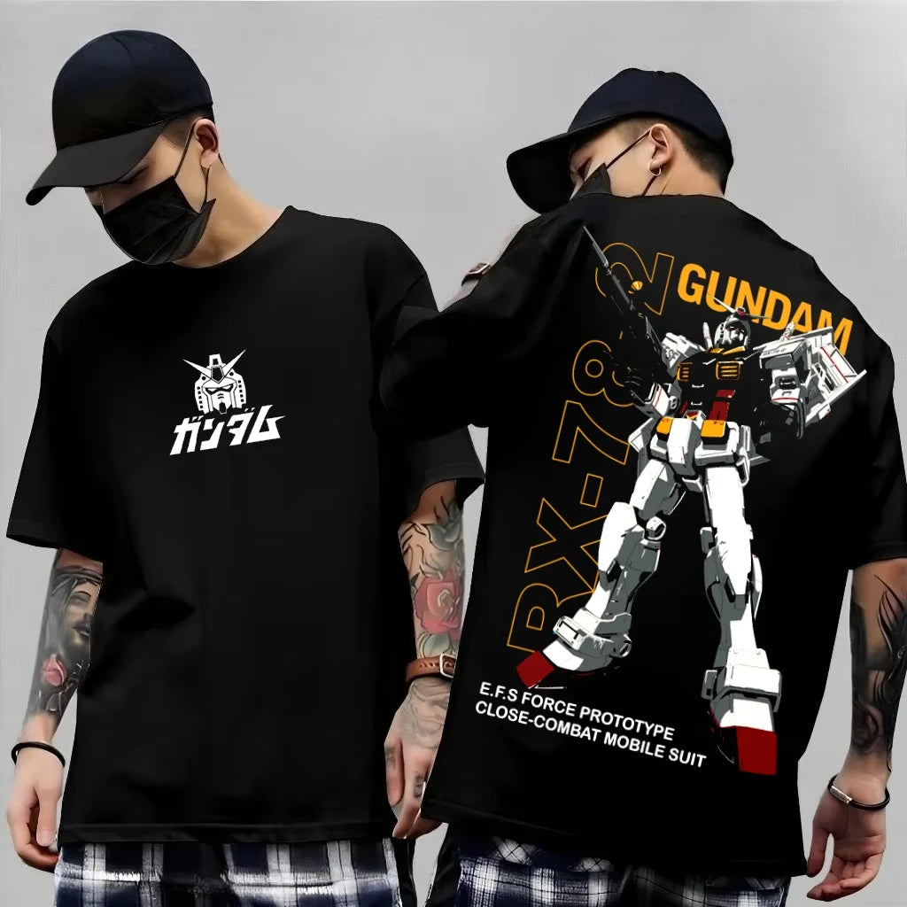 2026 New Japanese Anime Mech Series "Mobile Suit Gundam Summer Short sleeved Printed T-shirt for Men and Women"