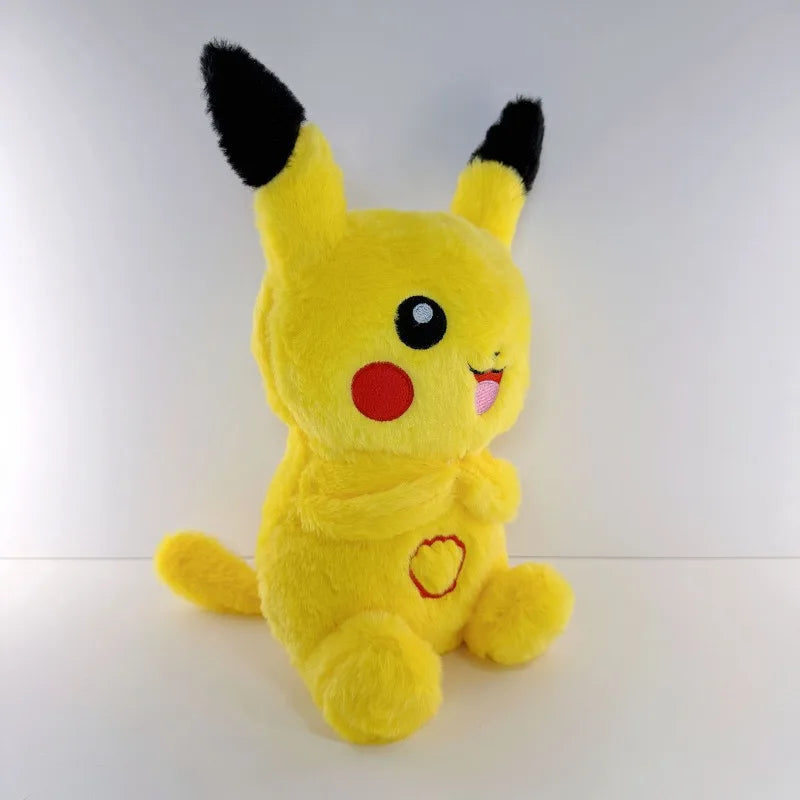 2026 Hot Anime Pok é mon Pikachu Plush Toys Breath Child Peluche Soothes Toy Sleeping Companion Music Pikachu Plush Kids Gifts