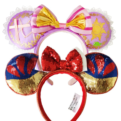 2025 Disney Solid Color Minnie Mouse Ear Headband Large Sequin Hairbands Party Christmas Halloween Cosplay Costume for Girls