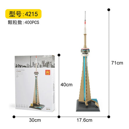 WANGE City Architecture Sydney Opera Santorini Building Blocks Chamartin Stadium Mosque Assembled Model Collection Toys For Gift