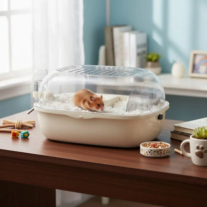 Multi-functions Double Layer Hamster Cage Large Space Visible Pet Habitat House Breathable Translucent Hamster Villa Pet Travel