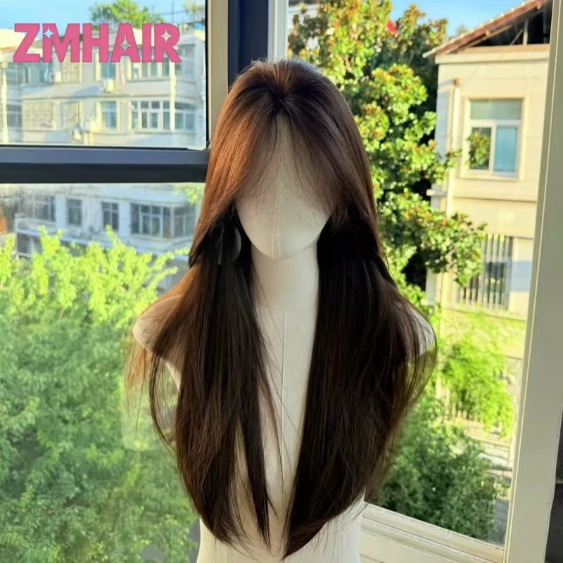 16“ 15x15cm Silk Top Wig Human Hair for Women Dark Brown Real Virgin European Human Hair Silk Base Wig Breathable with PU Front
