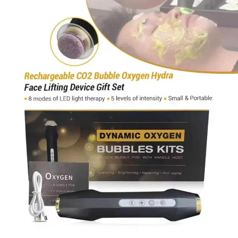 Facial Oxygen Bubble Machine Ultrasonic Cleanser LED Massage Skin Rejuvenation Hydrating Brightening Device