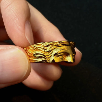 Retro Half Face Venus Adjustable Open Ring For Men Women Greek Myths Punk Gothic Edgy Brass Jewelry Unisex Accessories Art Gift
