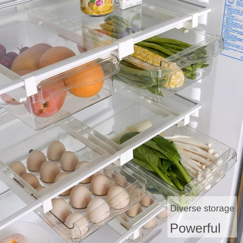 Refrigerator egg storage box, drawer style food and fruit storage box egg rack, egg holder, household plastic fresh-keeping box