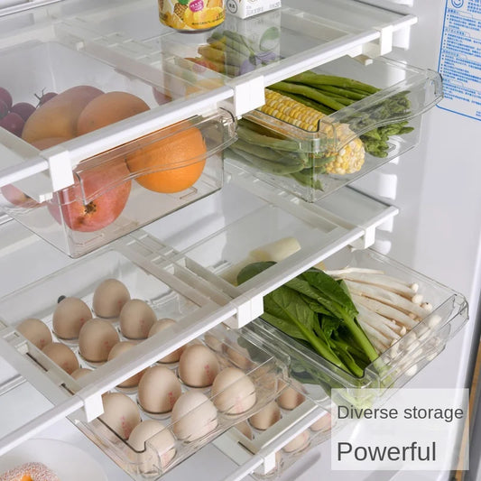 Refrigerator egg storage box, drawer style food and fruit storage box egg rack, egg holder, household plastic fresh-keeping box