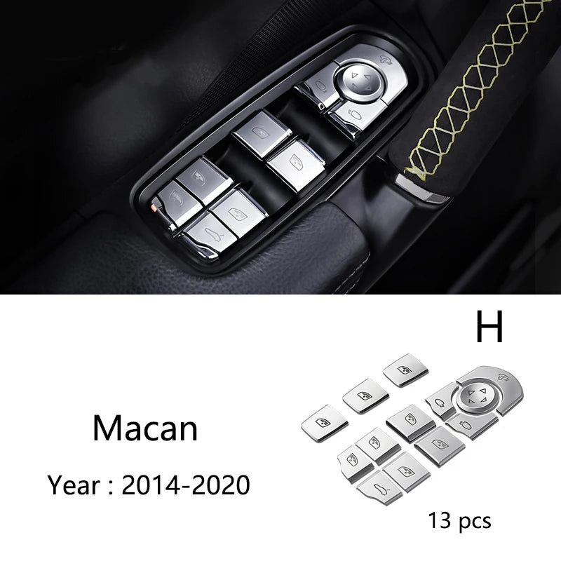 Accessories For Porsche Macan Carbon Fiber Car Inner Control Gear Shift Panel Water Cup Holder Cover Trim Decoration Car Sticker