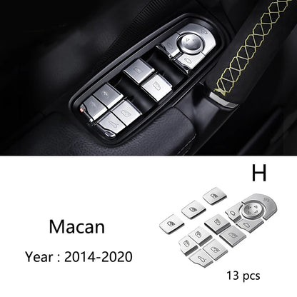 Accessories For Porsche Macan Carbon Fiber Car Inner Control Gear Shift Panel Water Cup Holder Cover Trim Decoration Car Sticker