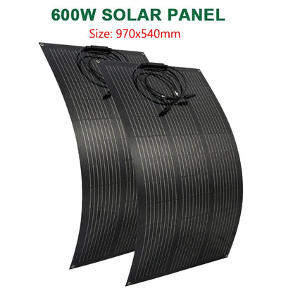 300W 600W Flexible Solar Panel With 60A Solar Regulator Cable For 12V Battery Charger Home Roof Outdoor Camping Car RV Boat