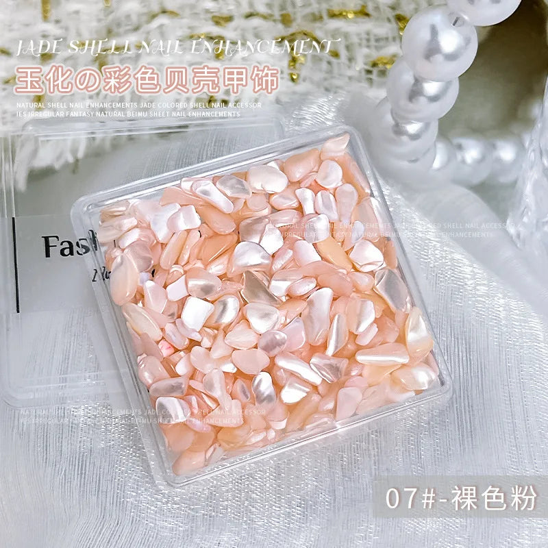 1 Box 3D Nail Art Decoration Material Shell Jade Stone Pearly Luster Irregular Nails Accessory Parts Manicure Decor Supplies
