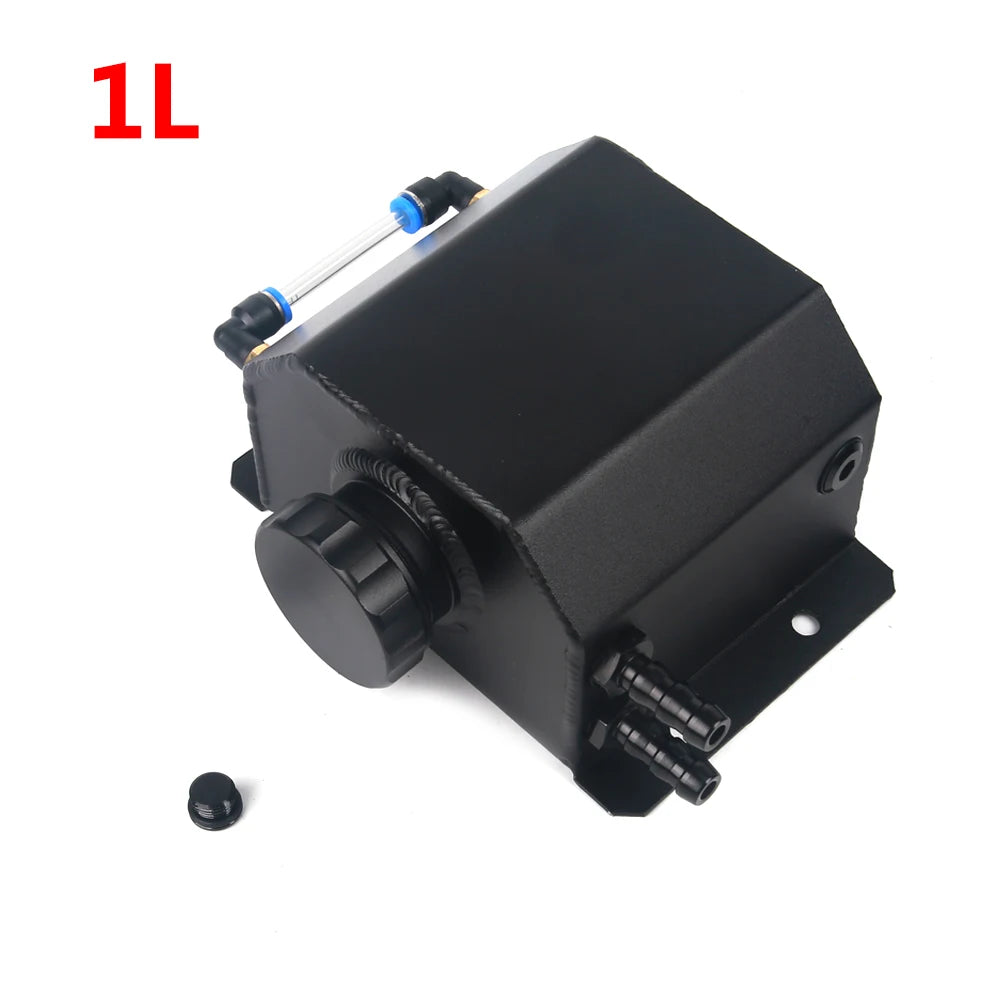 Universal 1L/2L Aluminum Oil Catch Can Reservoir Tank Engine Coolant Radiator Overflow Oil Fuel Tank With Drain Plug Breather