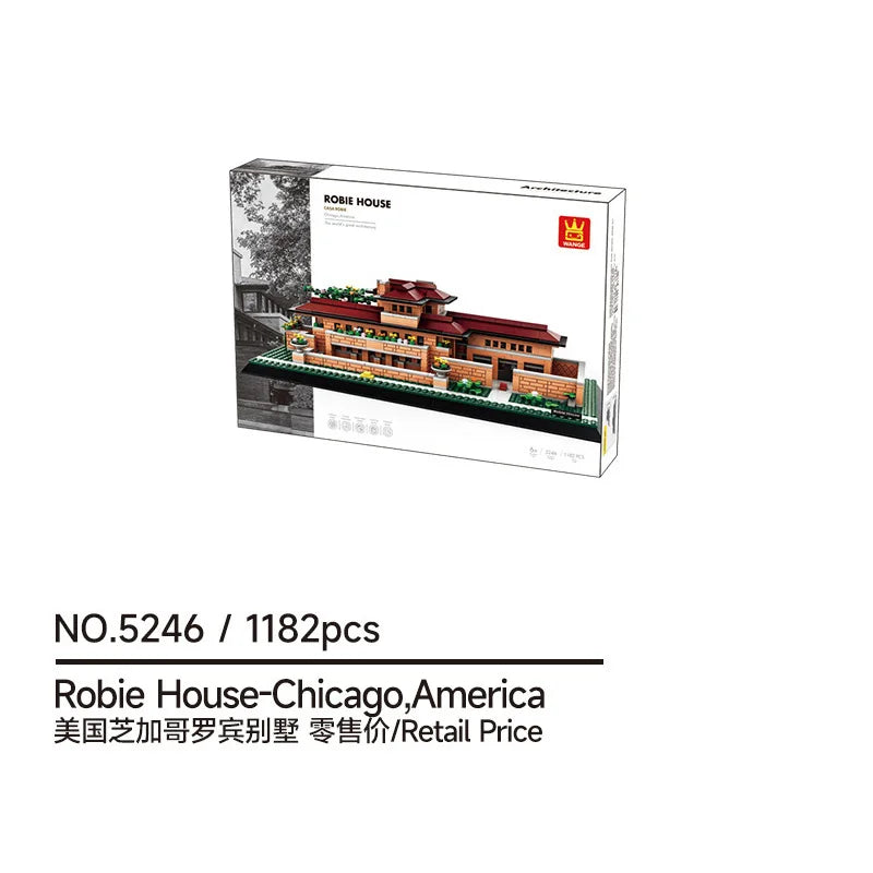 WANGE City Architecture Sydney Opera Santorini Building Blocks Chamartin Stadium Mosque Assembled Model Collection Toys For Gift