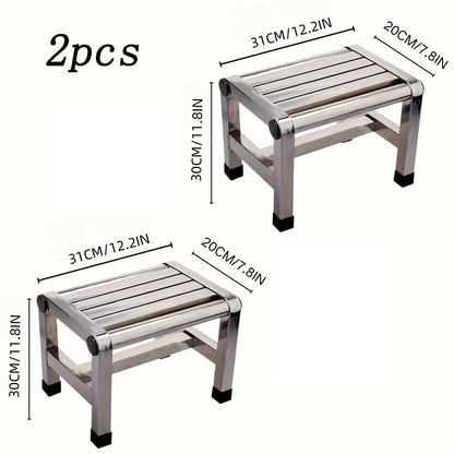 Multi Functional Stainless Steel Stool - Durable Thick & Sturdy Stool, Ideal for Living Room, Bathroom, Kitchen, Corridors