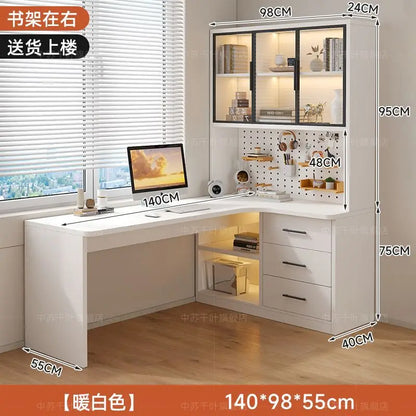 L Shaped Bookcase Integrated Computer Desk Corner Student Bedroom Home Simple Office Writing Desktop E-sports Computer Table