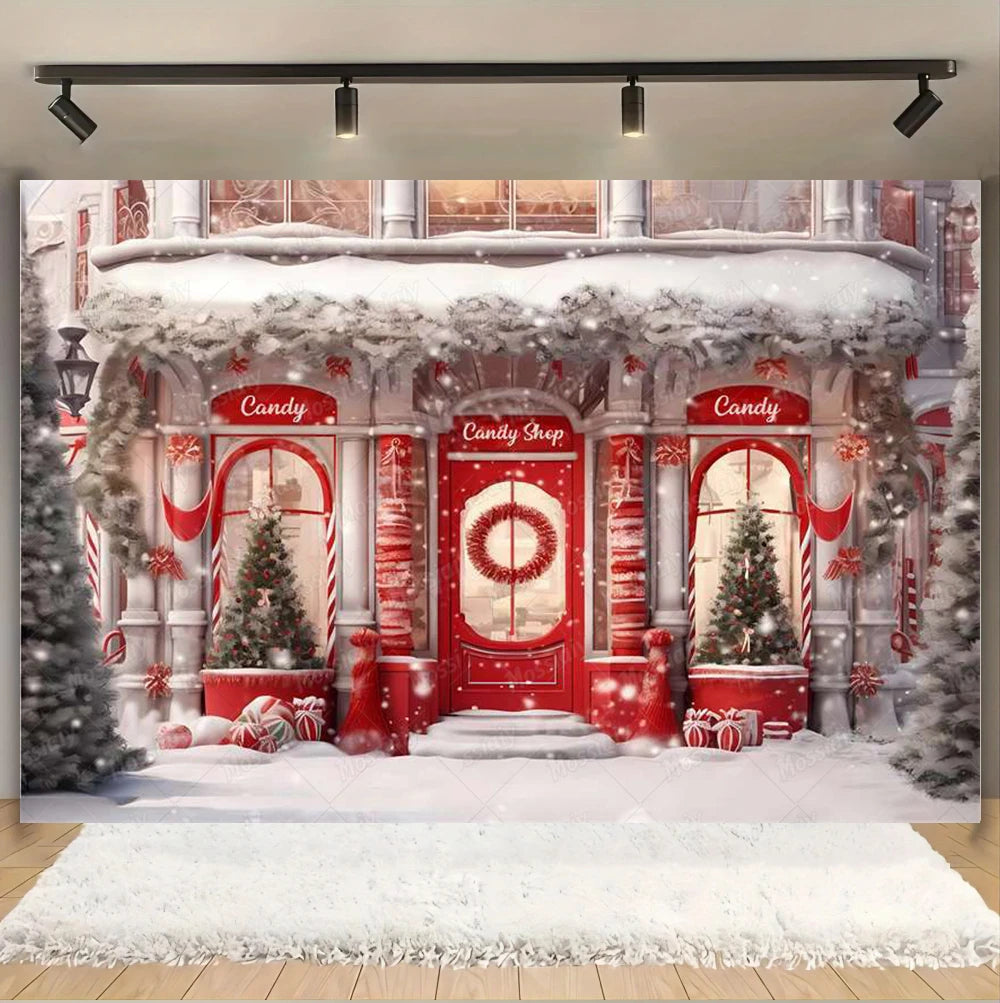 Christmas Glitter Photography Backdrop Street Xmas Gifts Pine Tree Family Portrait Festival Party Studio Photo Background Banner