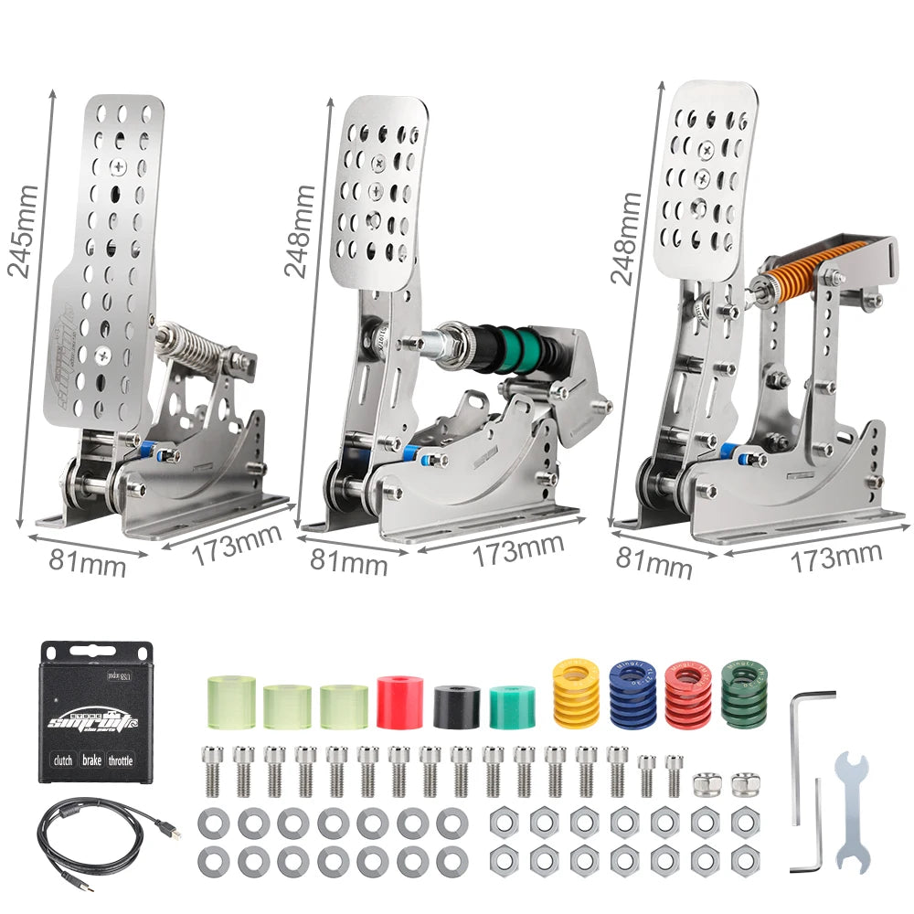 SimRuito Sim Racing LoadCell Pedals 3mm Stainless Steel Racing Simulator Cockpit Pedals for PC Game Gear Pedal for Wheel